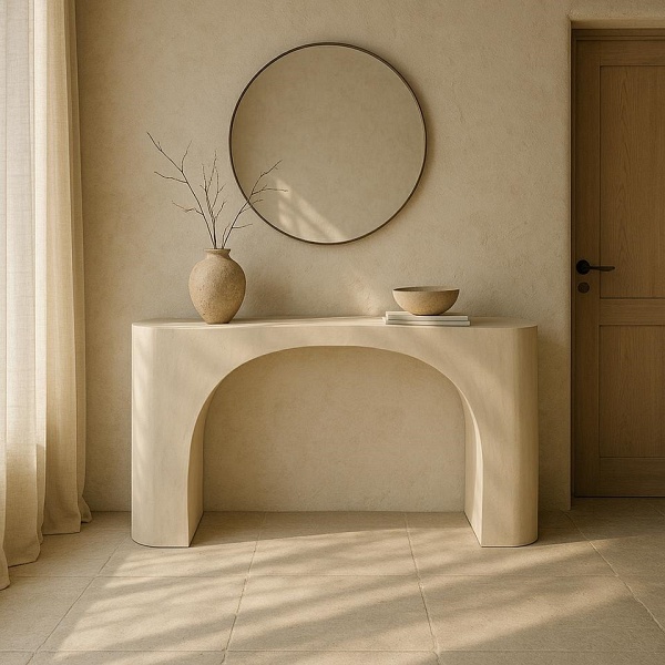 Konsola ICARO beżowa / drewno - MaMaison