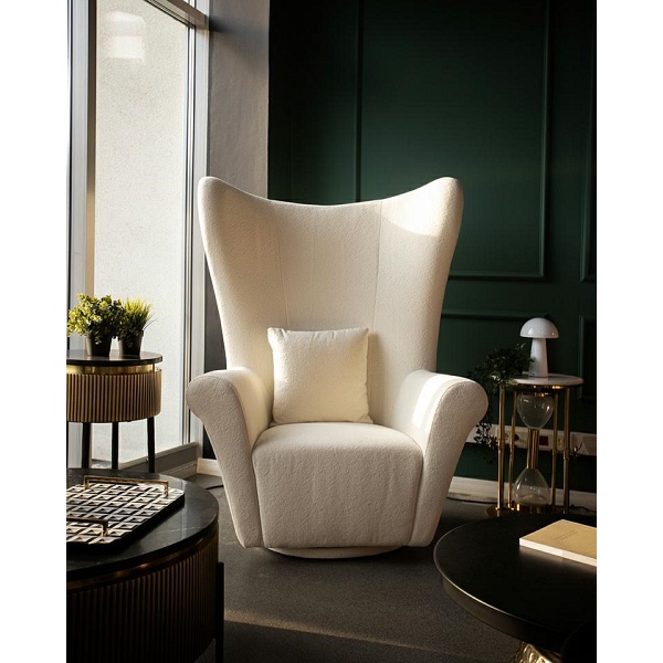 Fotel obrotowy GROSDOS biały / chenille - MaMaison