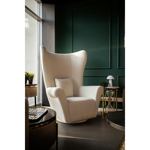 Fotel obrotowy GROSDOS biały / chenille - MaMaison