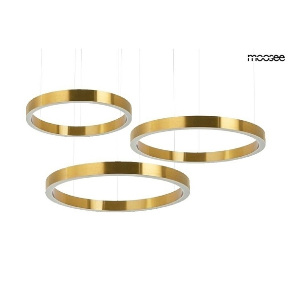 Lampa wisząca RING 40 + 60 + 60 złota na jednej podsufitce - Moosee