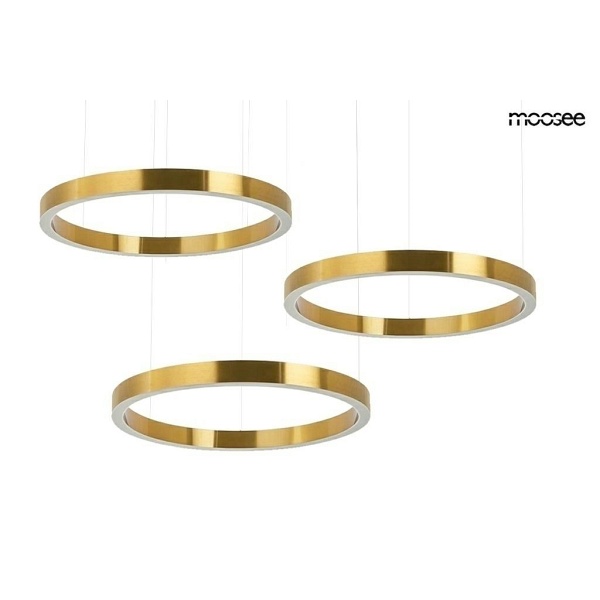 Lampa wisząca RING 60 + 60 + 60 złota na jednej podsufitce - Moosee