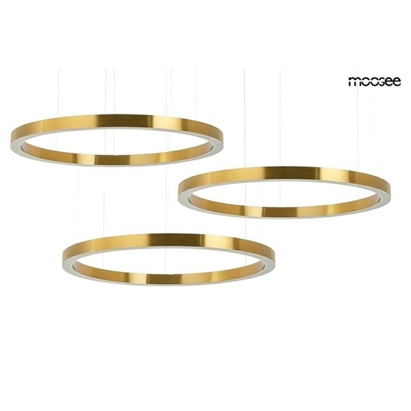 Lampa wisząca RING 100 + 100 + 100 złota na jednej podsufitce - Moosee