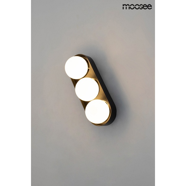 Lampa ścienna DROPS 3 czarna - Moosee