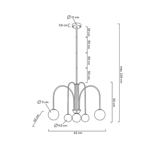 Lampa wisząca NERI złota - Moosee
