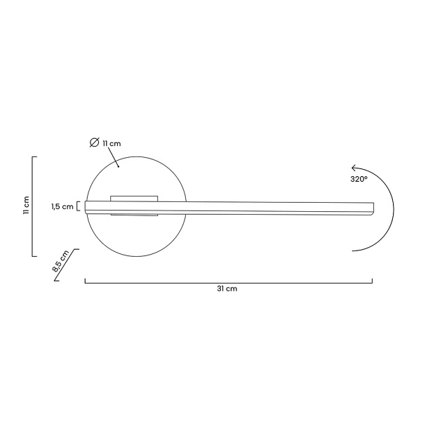 Lampa ścienna HORIZON czarna - Moosee