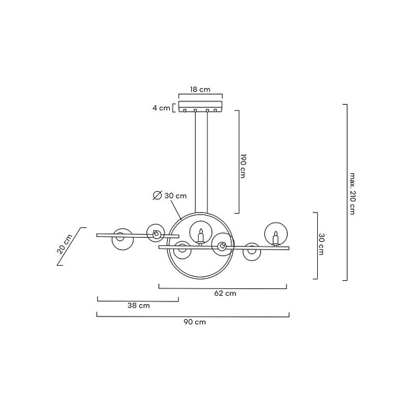 Lampa wisząca ALURE LINE TWIN 90 czarna - Moosee