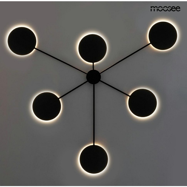 Lampa ścienna SHADOW 6 czarna - Moosee