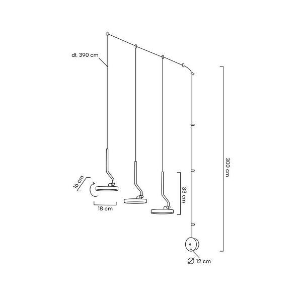 Lampa ścienna FLAT 3 czarna - Moosee