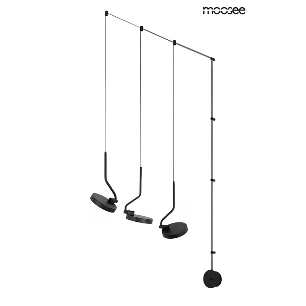 Lampa ścienna FLAT 3 czarna - Moosee