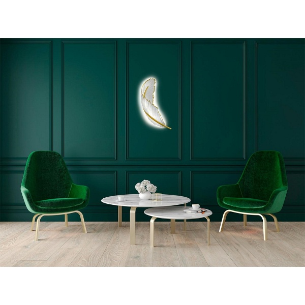 Lampa ścienna PIÓRKO biała / złota - Moosee