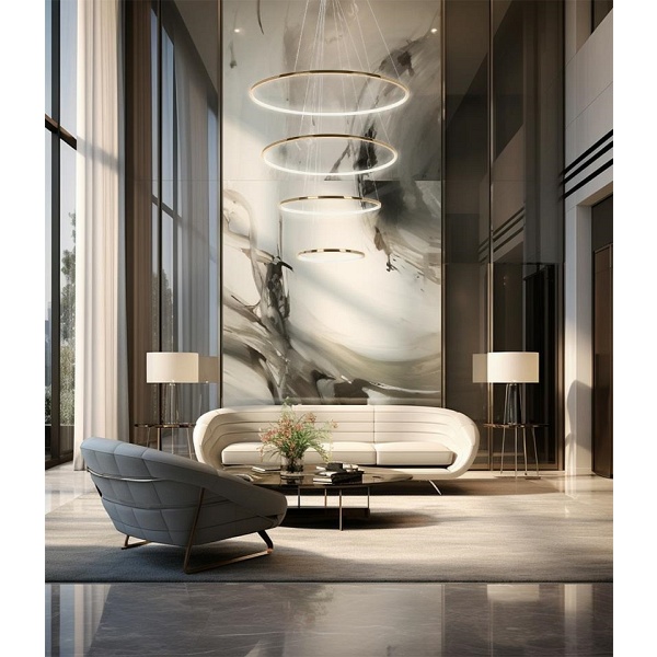 Lampa wisząca RING SLIM M złota - Moosee