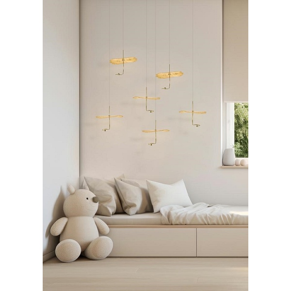 Lampa wisząca LEAFS złota - Moosee