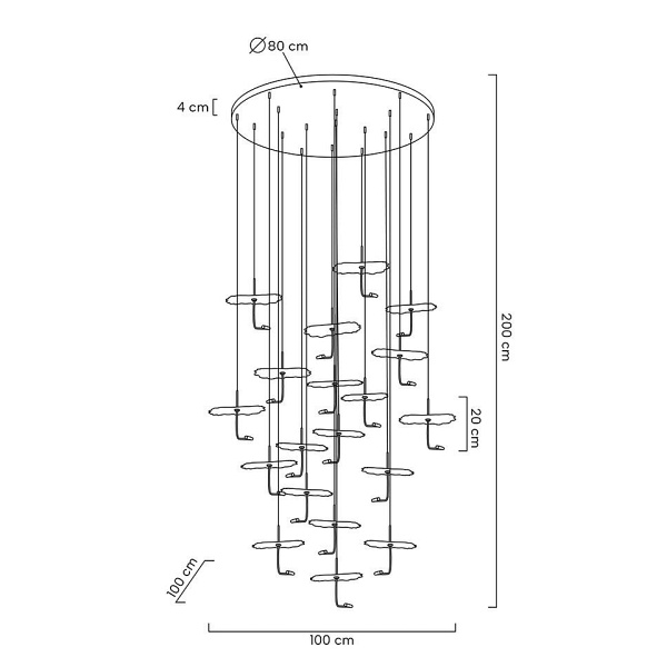 Lampa wisząca LEAFS DISC złota - Moosee