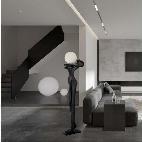 Lampa podłogowa HUMAN MOON - włókno szklane, szkło - Moosee