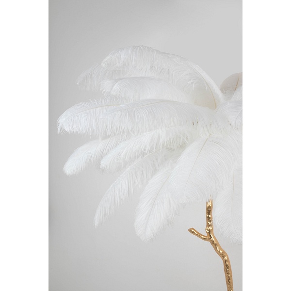 Lampa podłogowa TIFFANY 175 biała mosiądz / naturalne pióra - Moosee