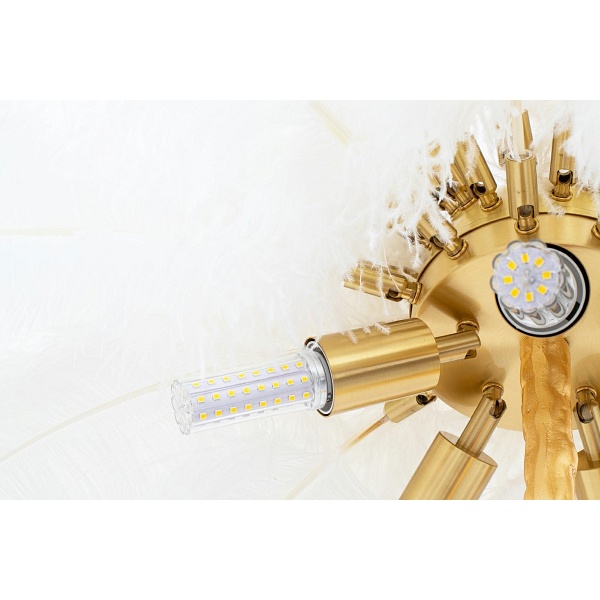 Lampa podłogowa TIFFANY 175 biała mosiądz / naturalne pióra - Moosee