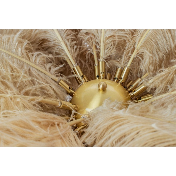 Lampa podłogowa TIFFANY 175 beżowa mosiądz / naturalne pióra - Moosee