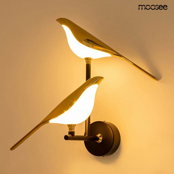 Lampa ścienna BIRD TWIN złota - Moosee