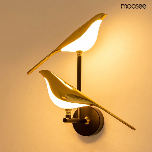 Lampa ścienna BIRD TWIN złota - Moosee