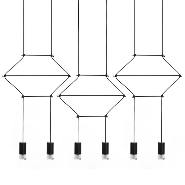 Lampa wisząca FLUSSO LINE 6 czarna - Moosee