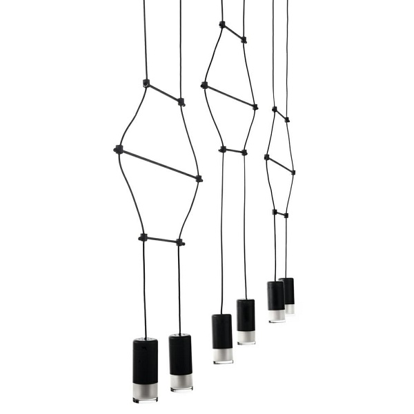 Lampa wisząca FLUSSO LINE 6 czarna - Moosee