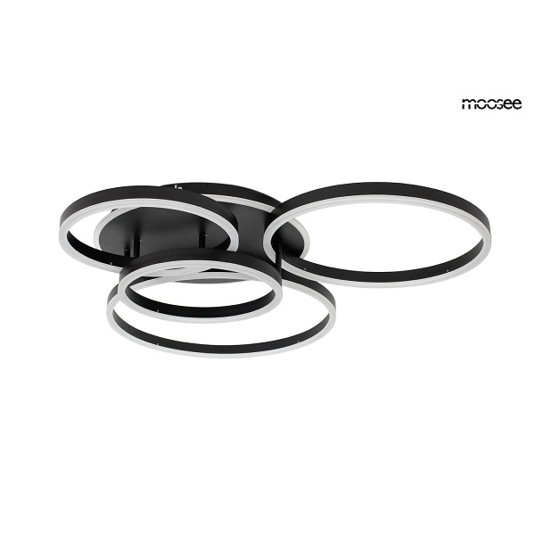 Lampa sufitowa / plafon RINGS 5 czarna - Moosee