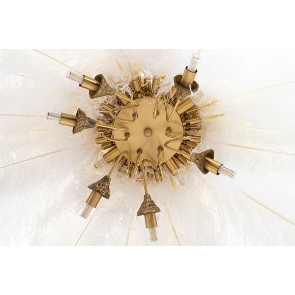 Lampa wisząca TIFFANY 135 biała mosiądz / naturalne pióra - Moosee