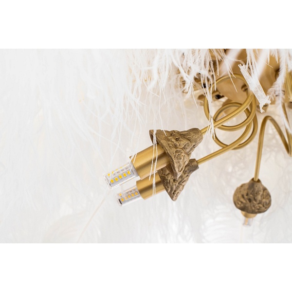 Lampa wisząca TIFFANY 135 biała mosiądz / naturalne pióra - Moosee