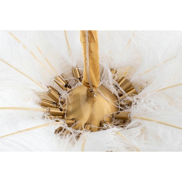 Lampa wisząca TIFFANY 135 biała mosiądz / naturalne pióra - Moosee