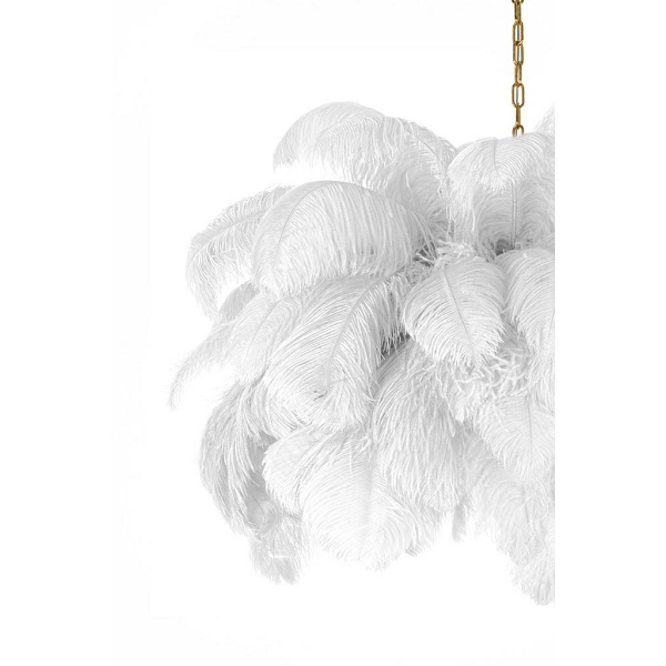 Lampa wisząca TIFFANY 135 biała mosiądz / naturalne pióra - Moosee