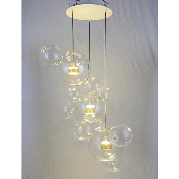 Lampa wisząca CAPRI DISC 3 złota - 180 LED, aluminium, szkło - Moosee