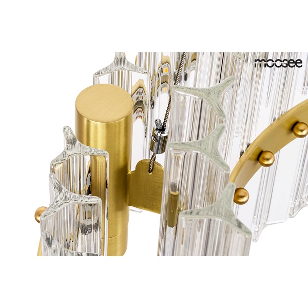 Lampa wisząca SATURNUS 47 DUO złota - LED, kryształ, stal szczotkowana - Moosee