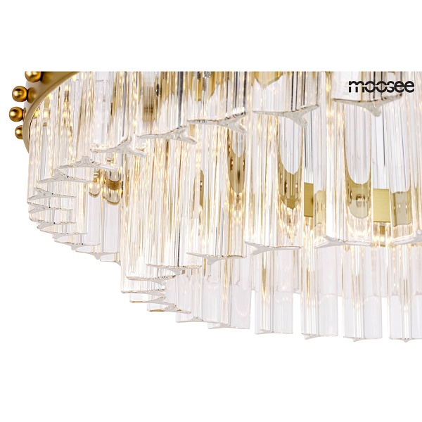 Lampa wisząca SATURNUS 47 DUO złota - LED, kryształ, stal szczotkowana - Moosee