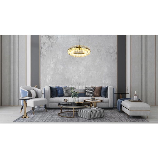 Lampa wisząca SATURNUS 47 DUO złota - LED, kryształ, stal szczotkowana - Moosee