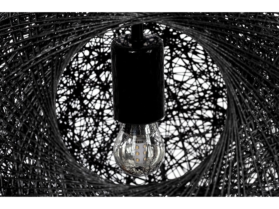 Lampa wisząca LUNA 110 czarna - sznurek konopny - King Home