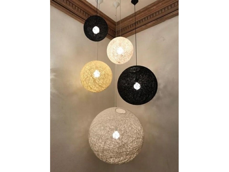 Lampa wisząca LUNA 60 czarna - sznurek konopny - King Home
