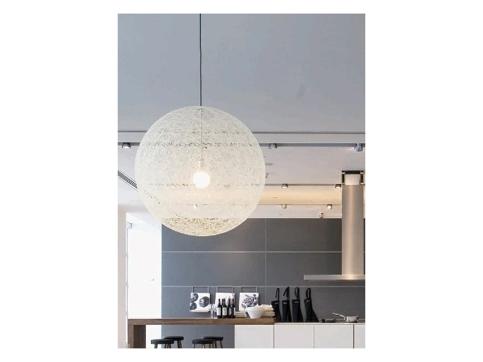 Lampa wisząca LUNA 80 biała - sznurek konopny - King Home