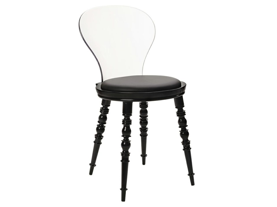 Krzesło SLIP czarne - poliwęglan, skóra ekologiczna - King Home