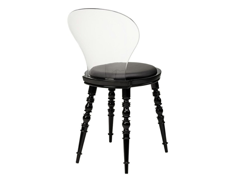 Krzesło SLIP czarne - poliwęglan, skóra ekologiczna - King Home