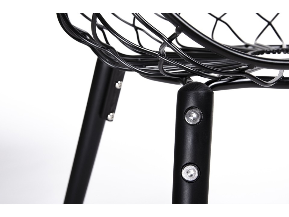 Krzesło DEMON czarne - metal, ekoskóra, podstawa drewniana - King Home