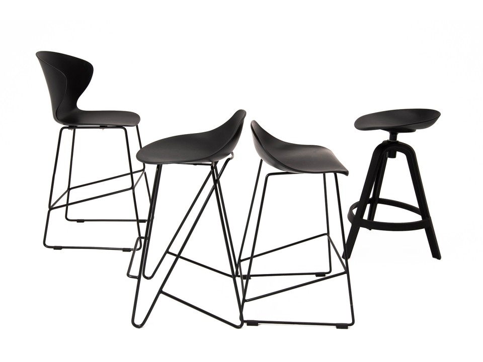 Krzesło barowe ALI czarny - polipropylen, metal - King Home