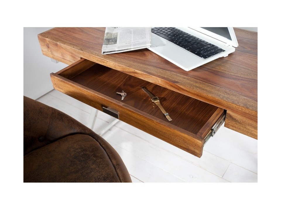 INVICTA biurko ELEMENTS 120 cm Sheesham - lite drewno palisander, metal - Invicta Interior