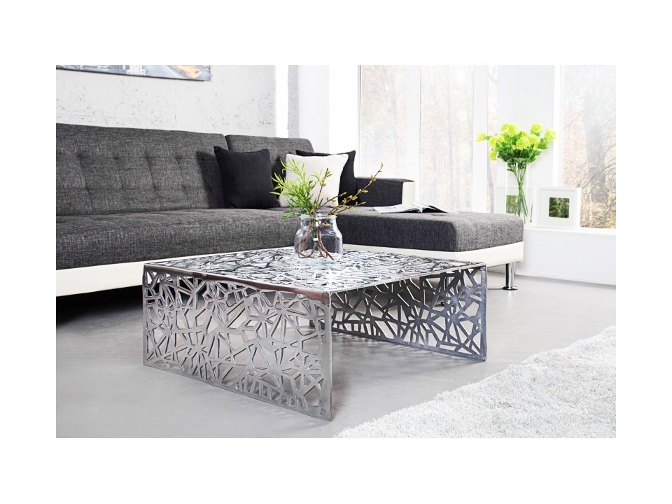 INVICTA stolik kawowy ABSTRACT 60cm - srebrny, aluminium - Invicta Interior