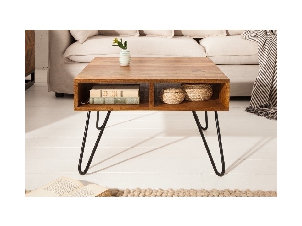 INVICTA stolik kawowy SCORPION 60cm - sheesham, lite drewno, metal - King Home