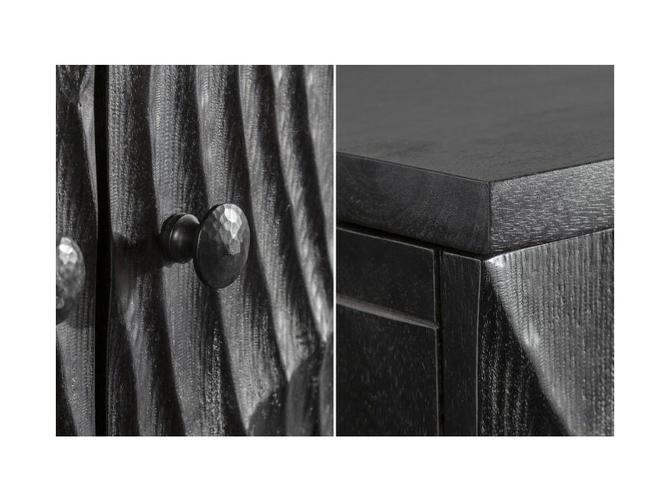 INVICTA szafka barowa SCORPION 141 cm - czarna, mango, lite drewno, metal - Invicta Interior