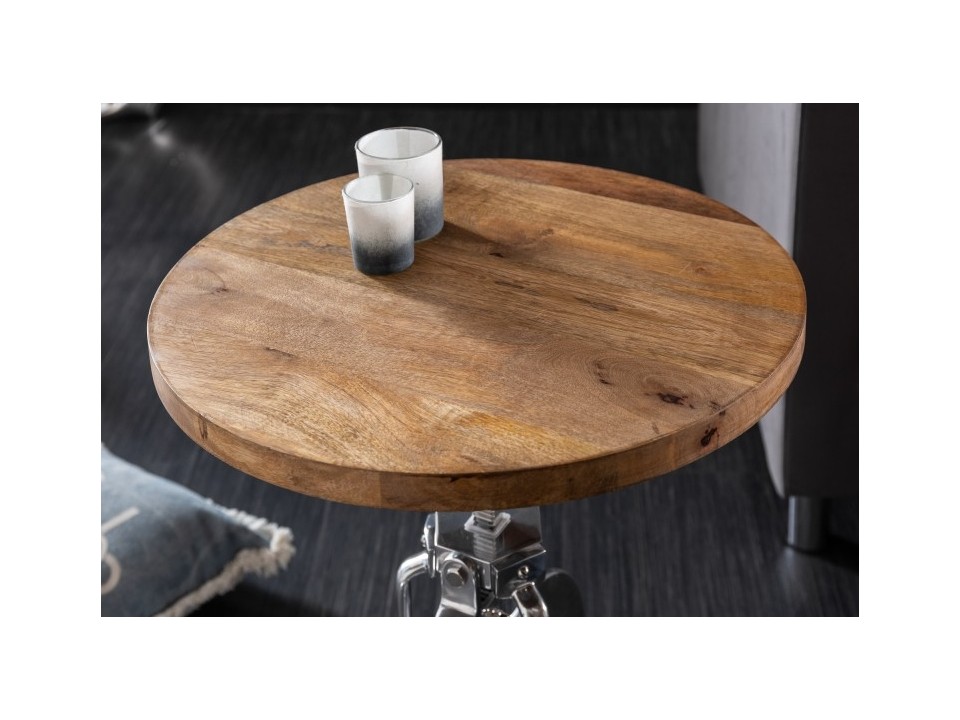INVICTA stolik INDUSTRIAL 45-62 cm Mango - drewno naturalne mango, metal - Invicta Interior
