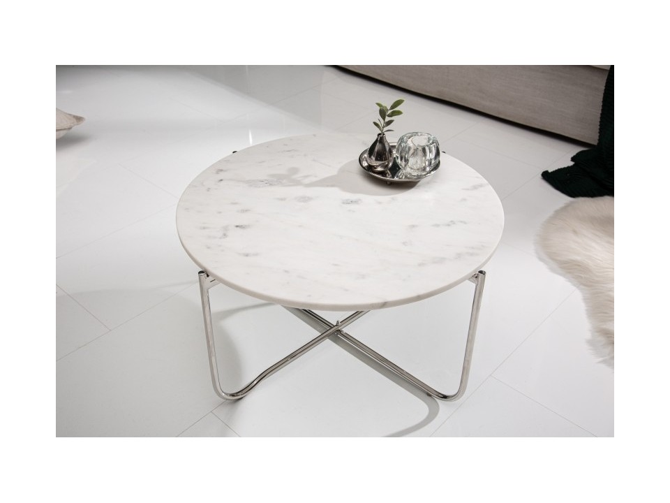 INVICTA stolik kawowy NOBLE 62 cm biały marmur - Invicta Interior