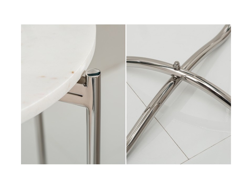 INVICTA stolik NOBLE I 35 cm biały - marmur - Invicta Interior