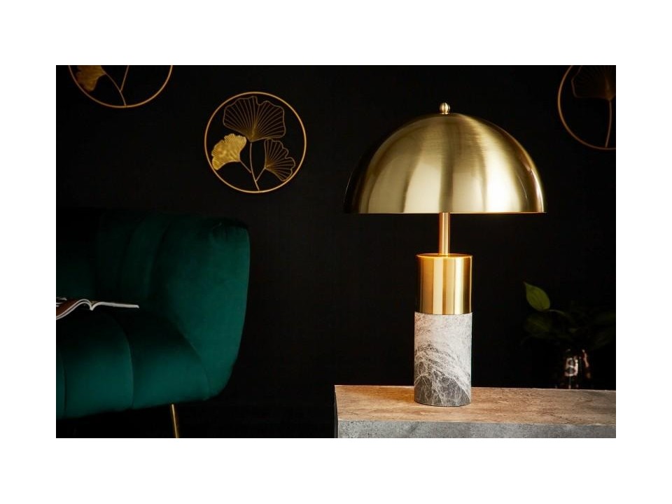 INVICTA lampa stołowa BURLESQUE - złota, szary marmur - Invicta Interior