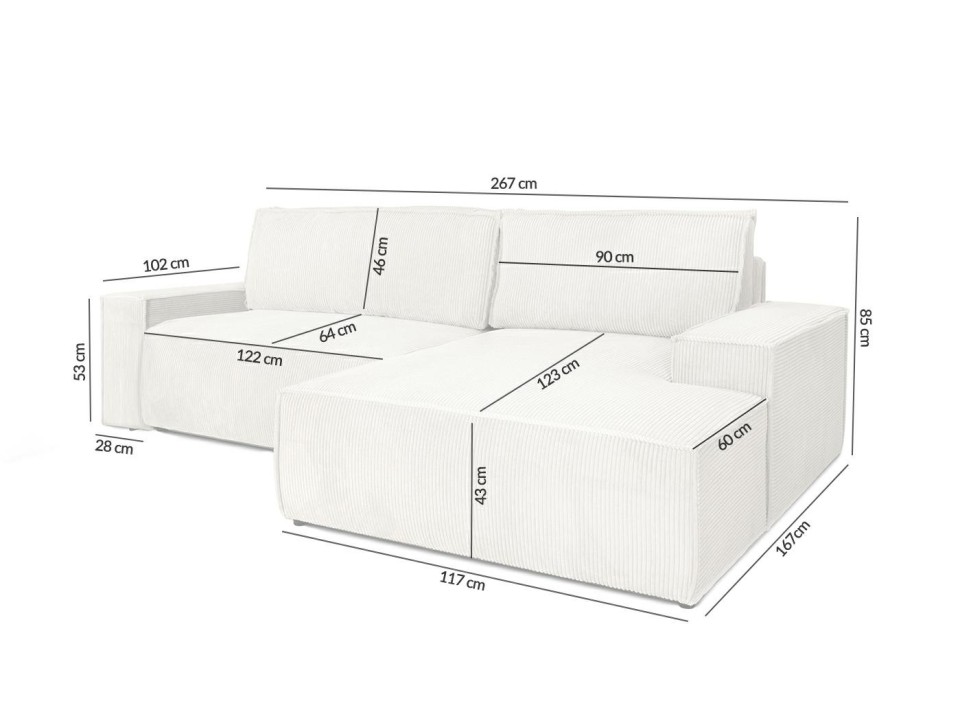 Narożnik PILLOW M prawy z funkcją spania zielony - King Home